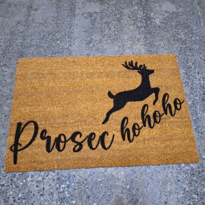 Дизайнерска изтривалка за входна врата с надпис Prosec ho ho ho - луксозен подарък с просеко за ценители