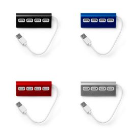 Гравирани алуминиеви USB разклонители с лого с 4 порта