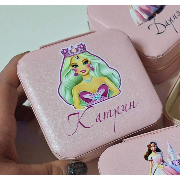 Детска кутия за бижута Barbie с име, надпис за подарък за момиченце