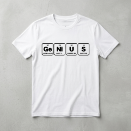 Тениска за гений с елементи от Менделеевата таблица GeNiUS - nurd подаръци