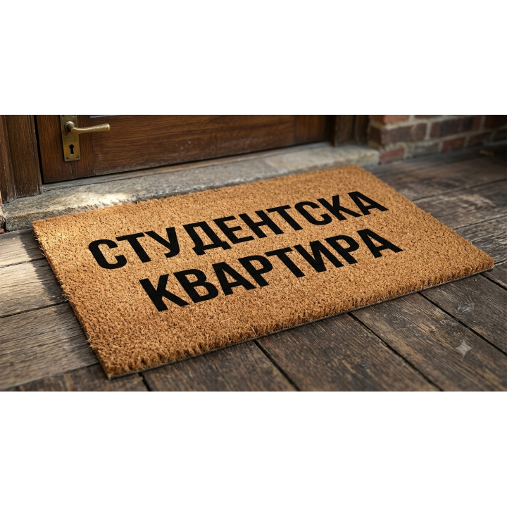 Изтривалка за входна врата с надпис Студентска квартира - практичен подарък за студент или абитуриент