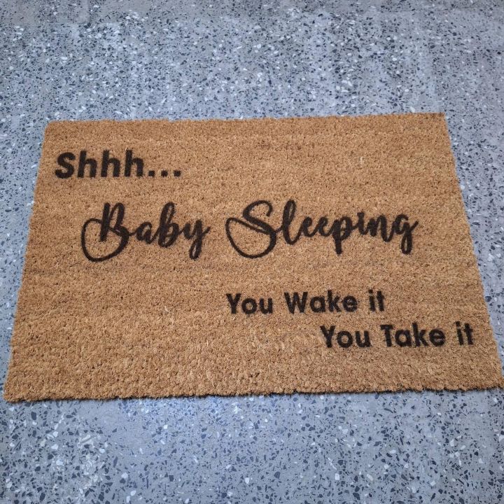 Изтривалка с надпис Baby Sleeping - подарък за бебе или забавни подаръци за родители