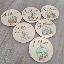 Месечинки на бебе - дървени карти с месеци за подарък за ново бебе, бебешко парти или погача.